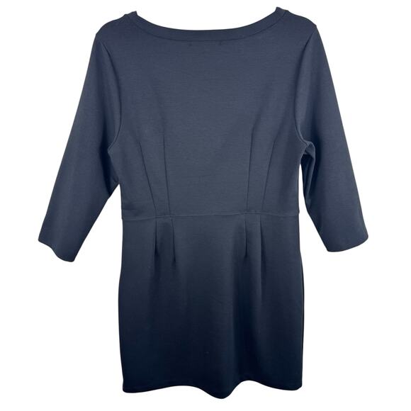 GAP Black Knit 3/4 Sleeve Stretchy Pullover Knee Length Ponte Dress Size MP - Picture 2 of 5